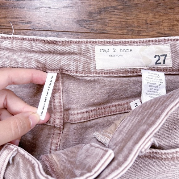 rag & bone • Nina High-Rise Cigarette jean slim straight leg Rose Glitz pink - Picture 4 of 11